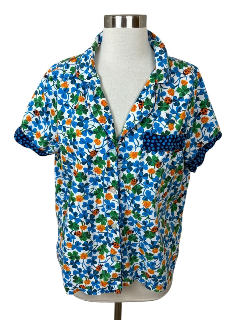 Printfresh Clover Collector Pajama Shirt Ladybugs Size M Anthropologie